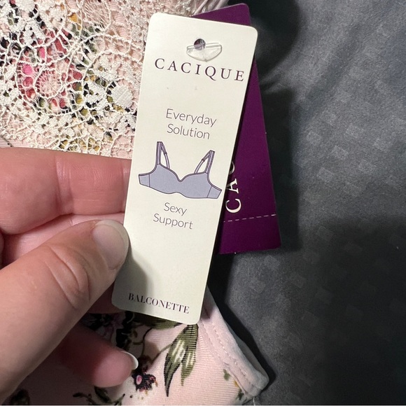 Cacique bra balconette light pink with floral new nwt size 42H - Picture 3 of 9
